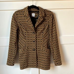 X small Cabi tailored jacket, navy and gold
